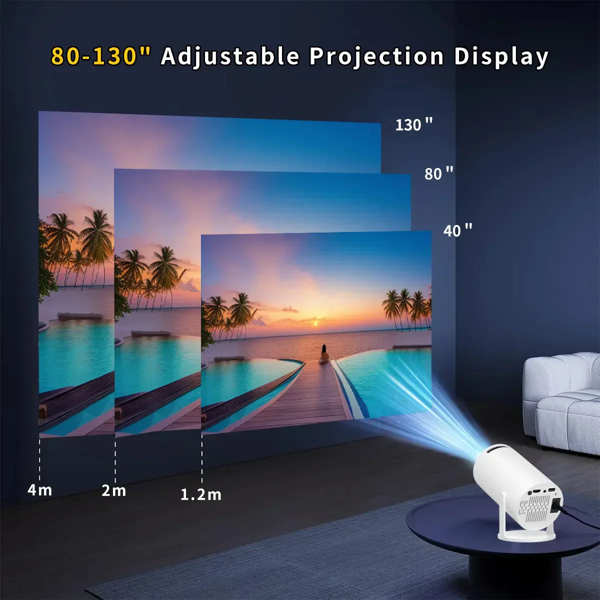 Proiettore HY300 PRO 4K Full HD, Smart Android 11 Portatile Mini per Home Cinema