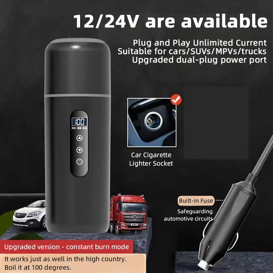 Bollitore Portatile Auto 500ml 12V/24V Tazza Riscaldante Termica con Controllo Touch