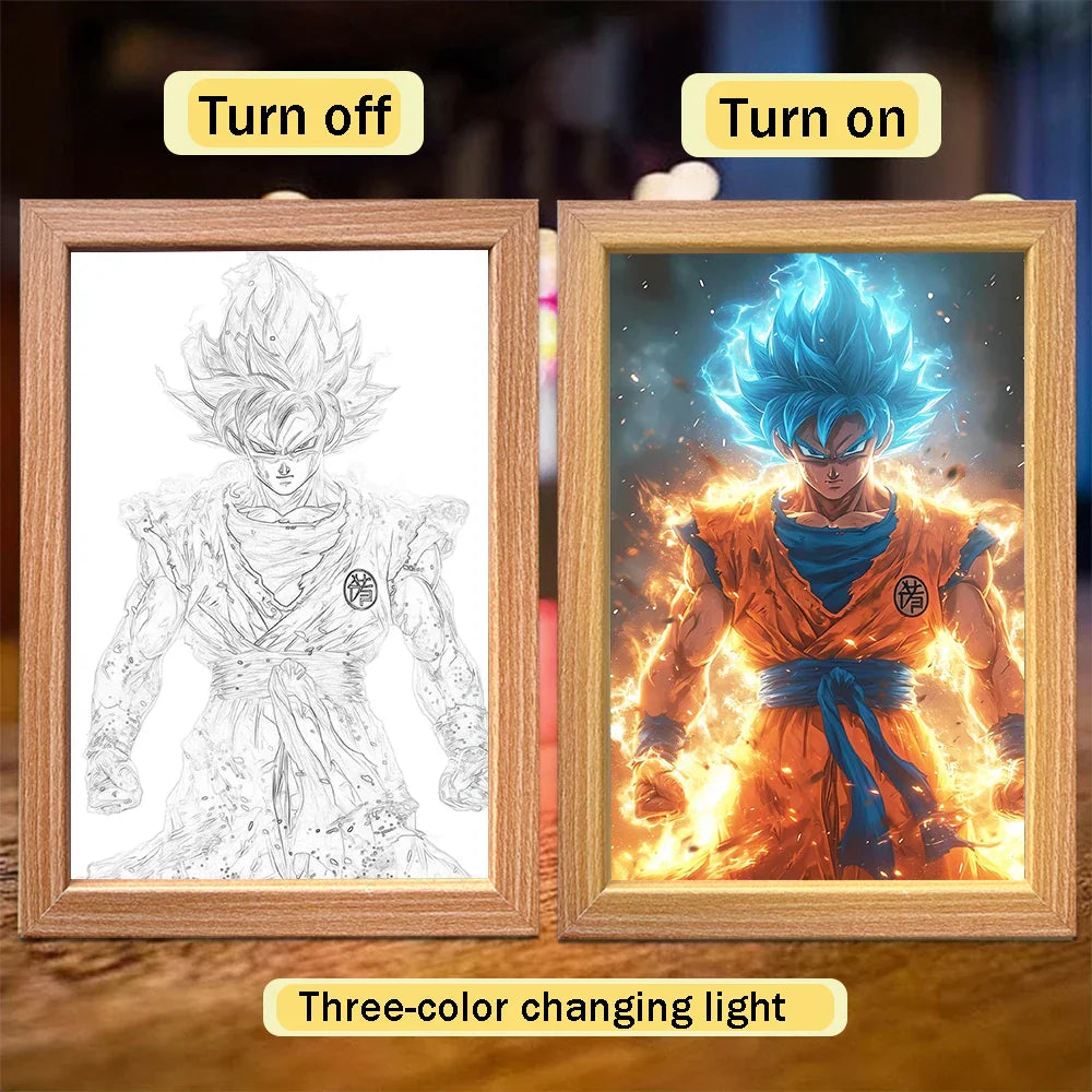Lampada LED Son Goku Dragon Ball | Cornice Foto Moon Light Regalo Fan
