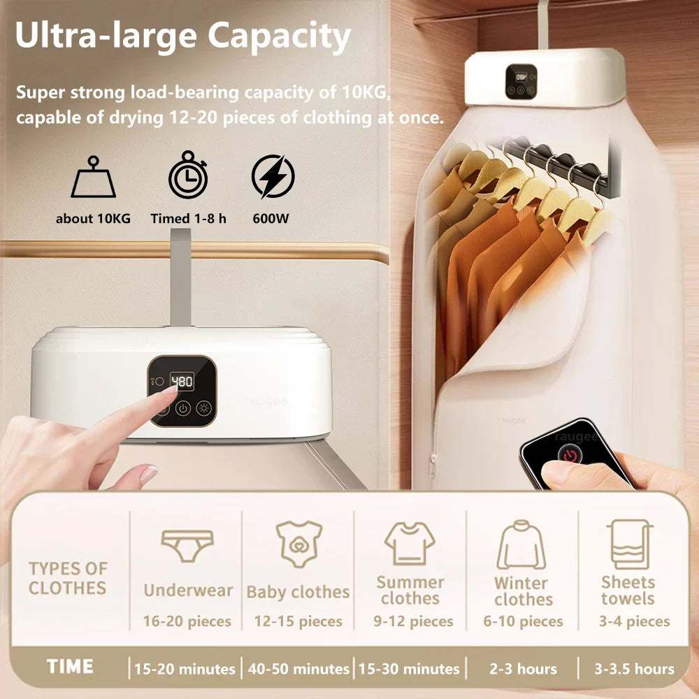 Asciugabiancheria Elettrico Portatile Pieghevole UV Timer 8h Salvaspazio