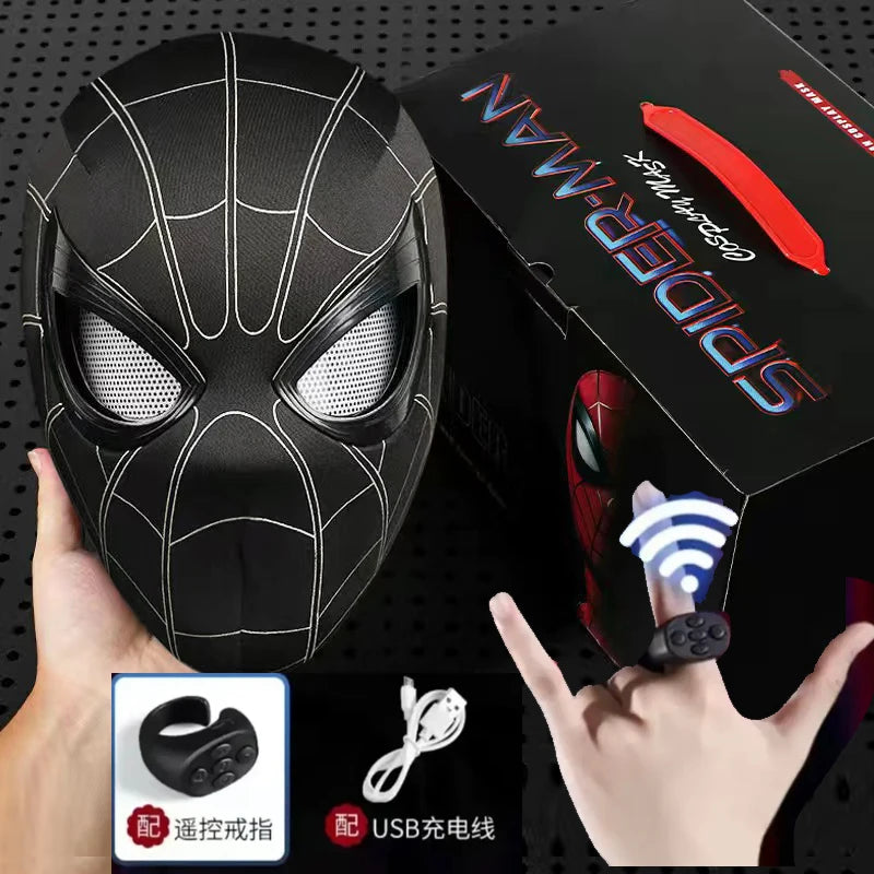 Maschera Spider-Man Elettronica Occhi Mobili Telecomando Cosplay LED Regalo