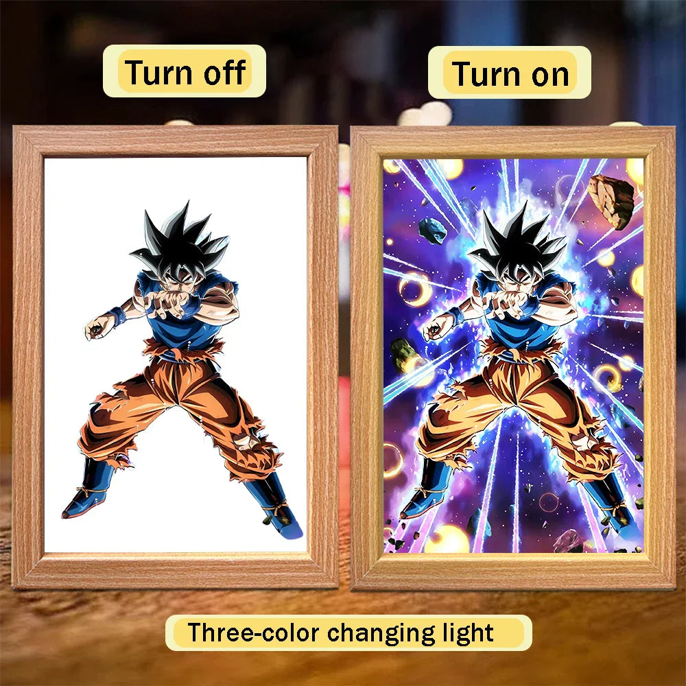 Lampada LED Son Goku Dragon Ball | Cornice Foto Moon Light Regalo Fan