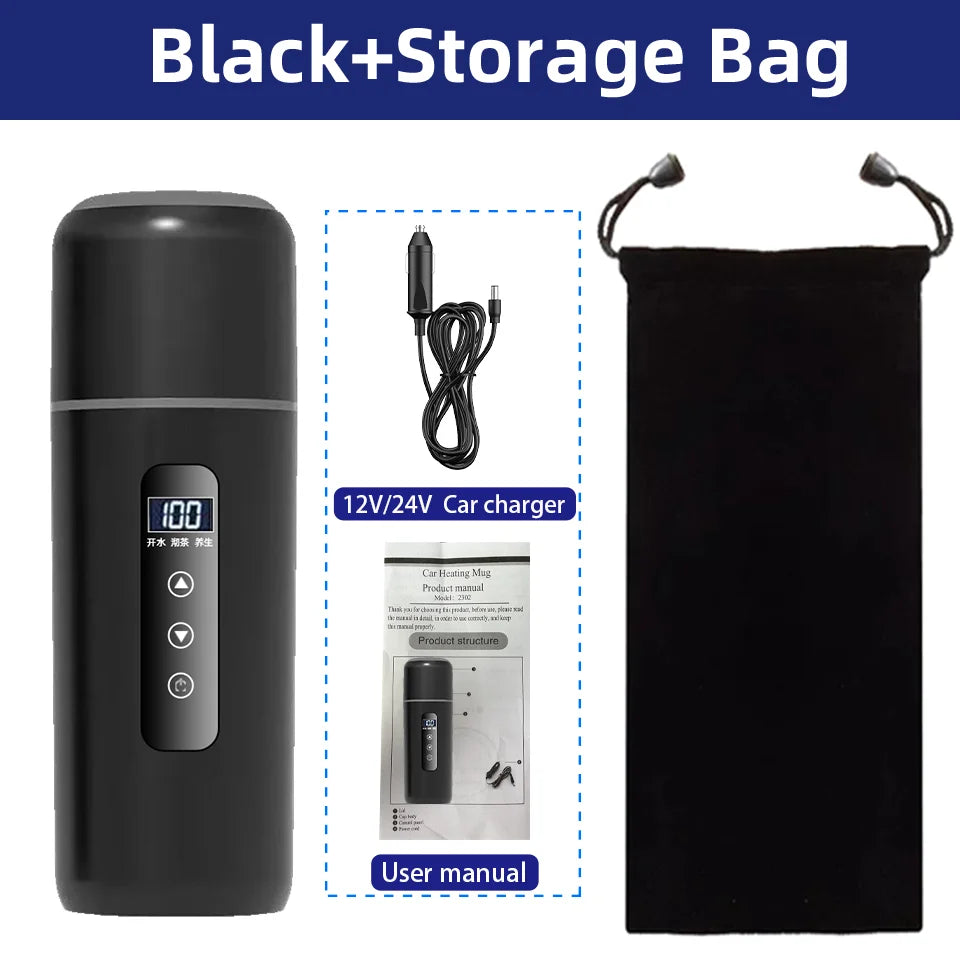 Bollitore Portatile Auto 500ml 12V/24V Tazza Riscaldante Termica con Controllo Touch