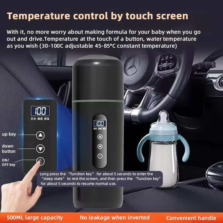 Bollitore Portatile Auto 500ml 12V/24V Tazza Riscaldante Termica con Controllo Touch